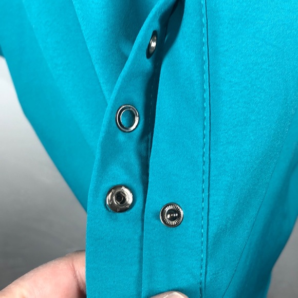 N Touch teal snap button blouse size 3X - Picture 5 of 11
